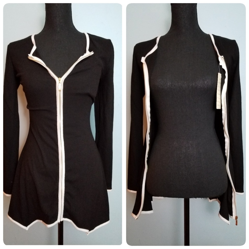 Peplum White Contrast Cardigan